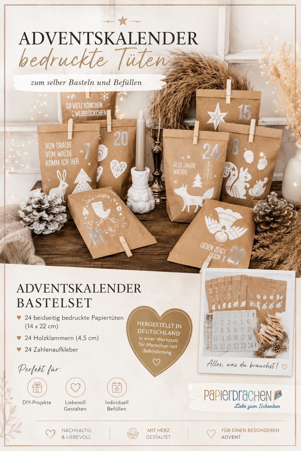 Adventskalender bedruckte Tüten - aromazauberei