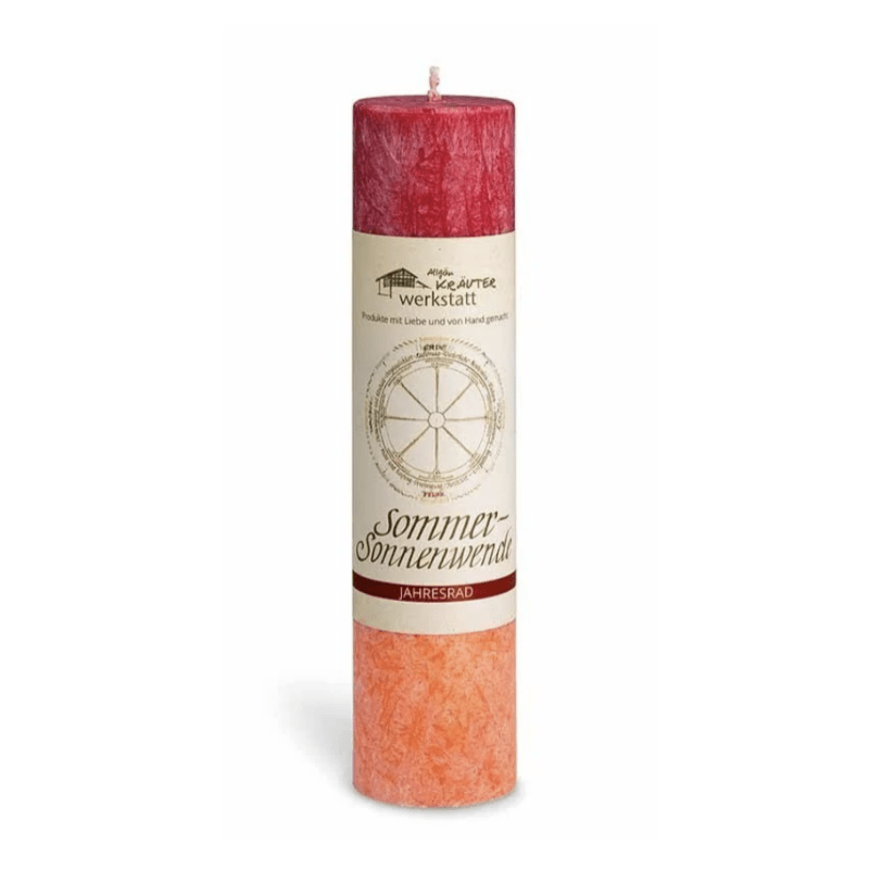 Heilkräuter Kerze Sonnenwende – Beifuß, Johanniskraut & Holunder | Allgäu Kräuterwerkstatt - aromazauberei