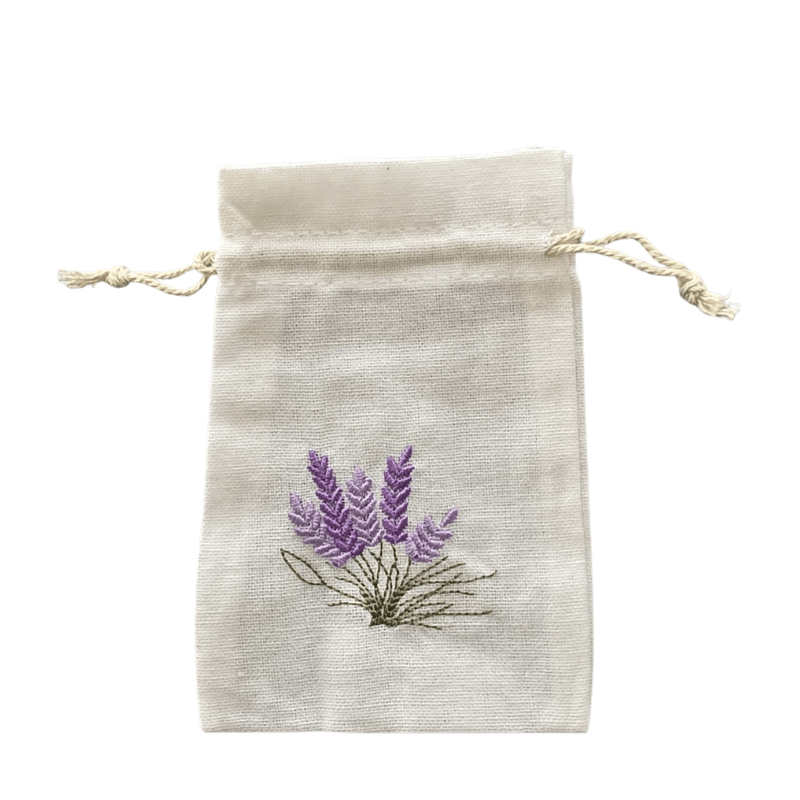 Leinen - Zugbeutel mit Lavendel - Stickerei – vielseitig & nachhaltig - aromazauberei