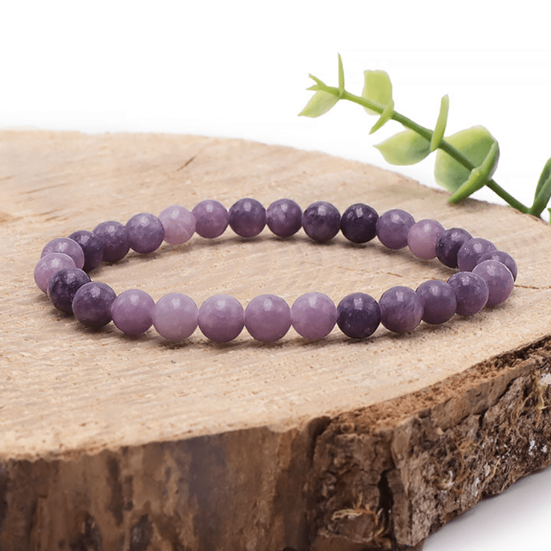Lepidolith Armband – Kugelform, elastisch - aromazauberei