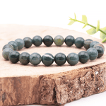 Moosachat Armband – Kugelform Ø 8 mm, A - Qualität, elastisch - aromazauberei