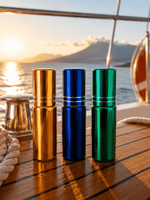 Roll-on Flasche 5ml Metallic – Blau, Grün & Gold | aromazauberei - aromazauberei