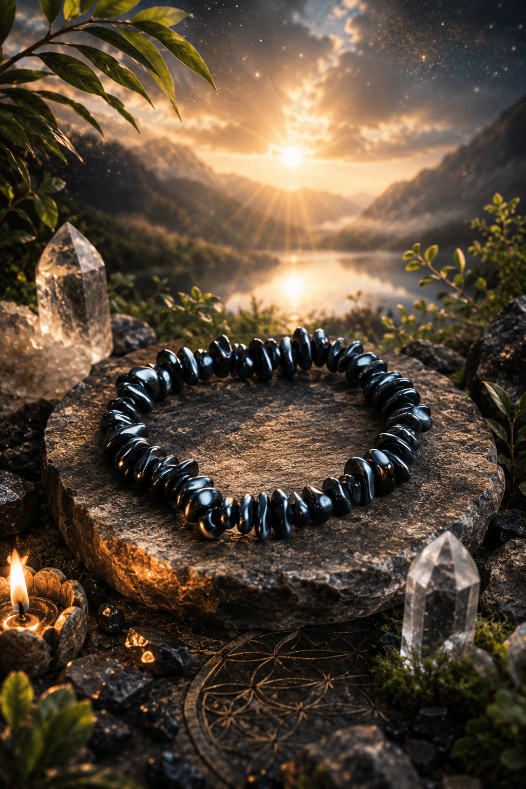 Shungit Splitterarmband Poliert – A-Qualität | Schutz & Erdung | aromazauberei - aromazauberei