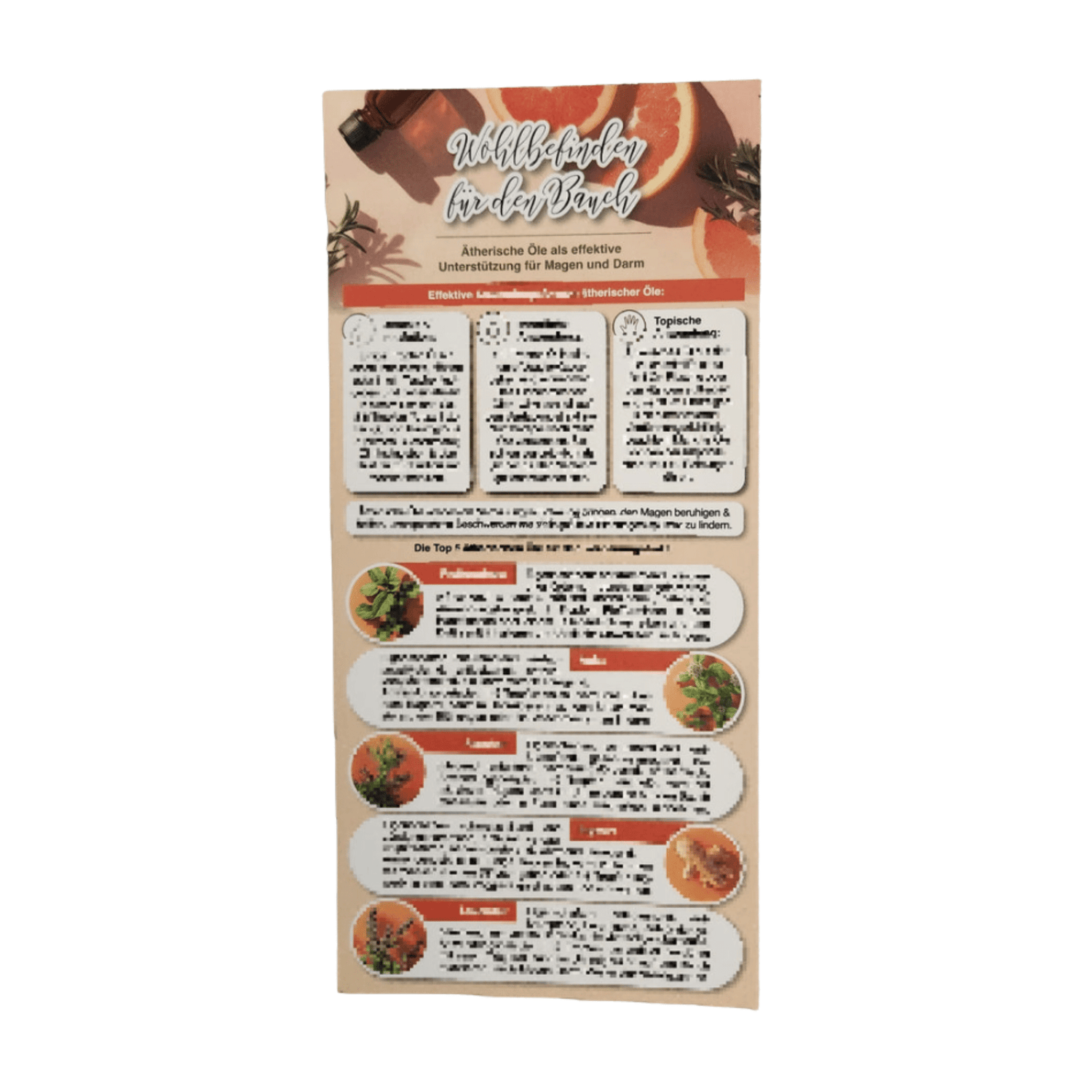 Wohlbefinden für den Bauch Informationskarte - aromazauberei