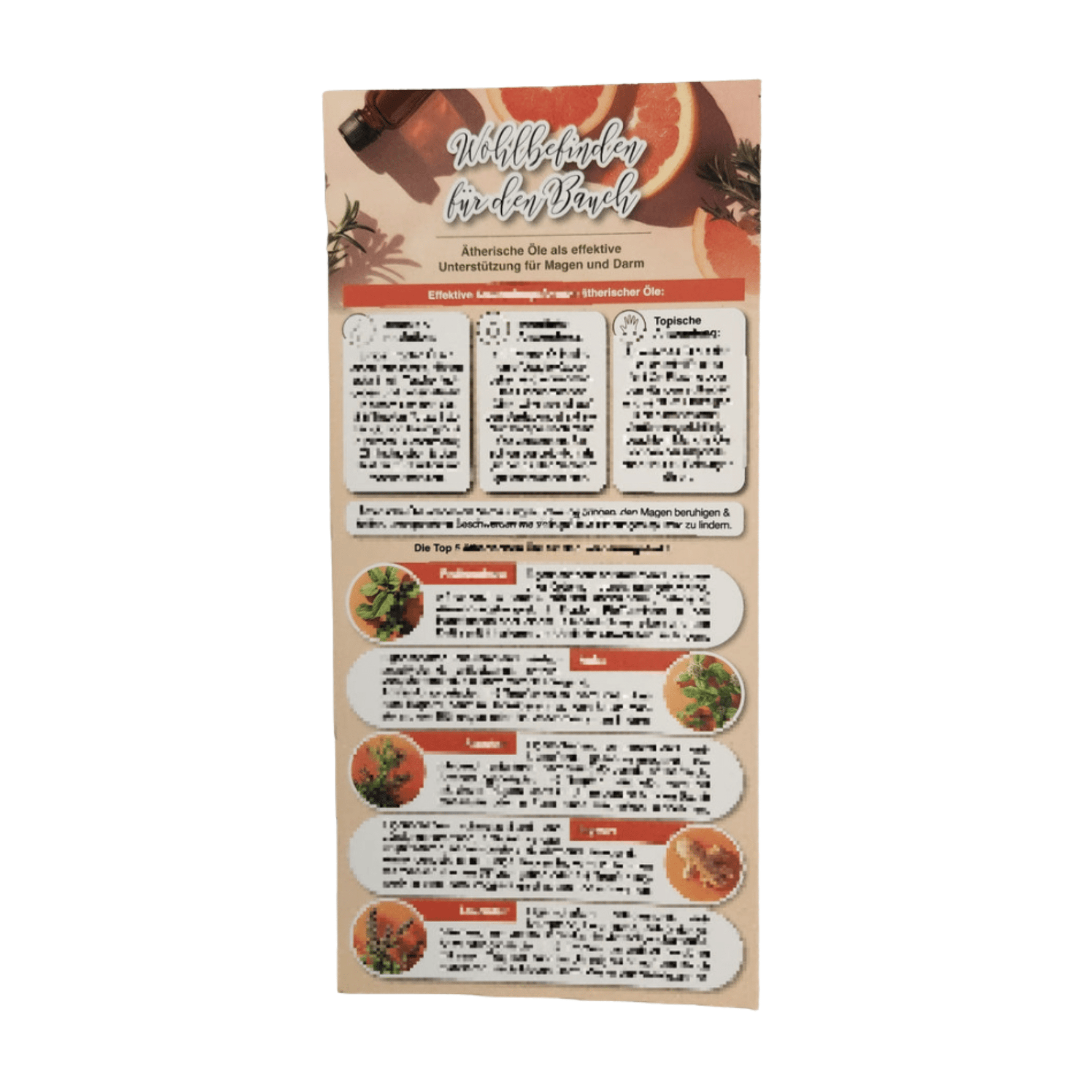 Wohlbefinden für den Bauch Informationskarte - aromazauberei